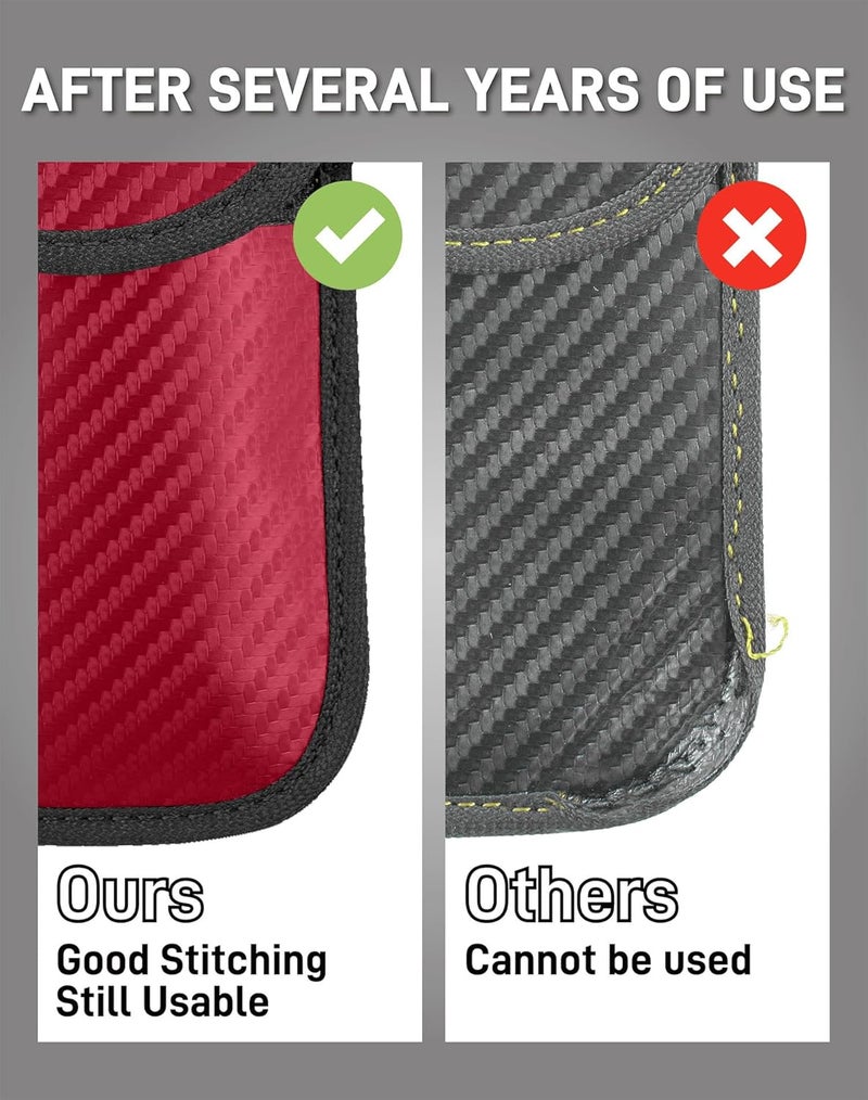 Vammcht Upgraded Faraday Bag for Key Fob (2 Pack), Premium Faraday Key Fob Protector– Car RFID Signal Blocking, Car Security Protection, Anti-Theft Pouch, Anti-Hacking Case Blocker Red - Image 5